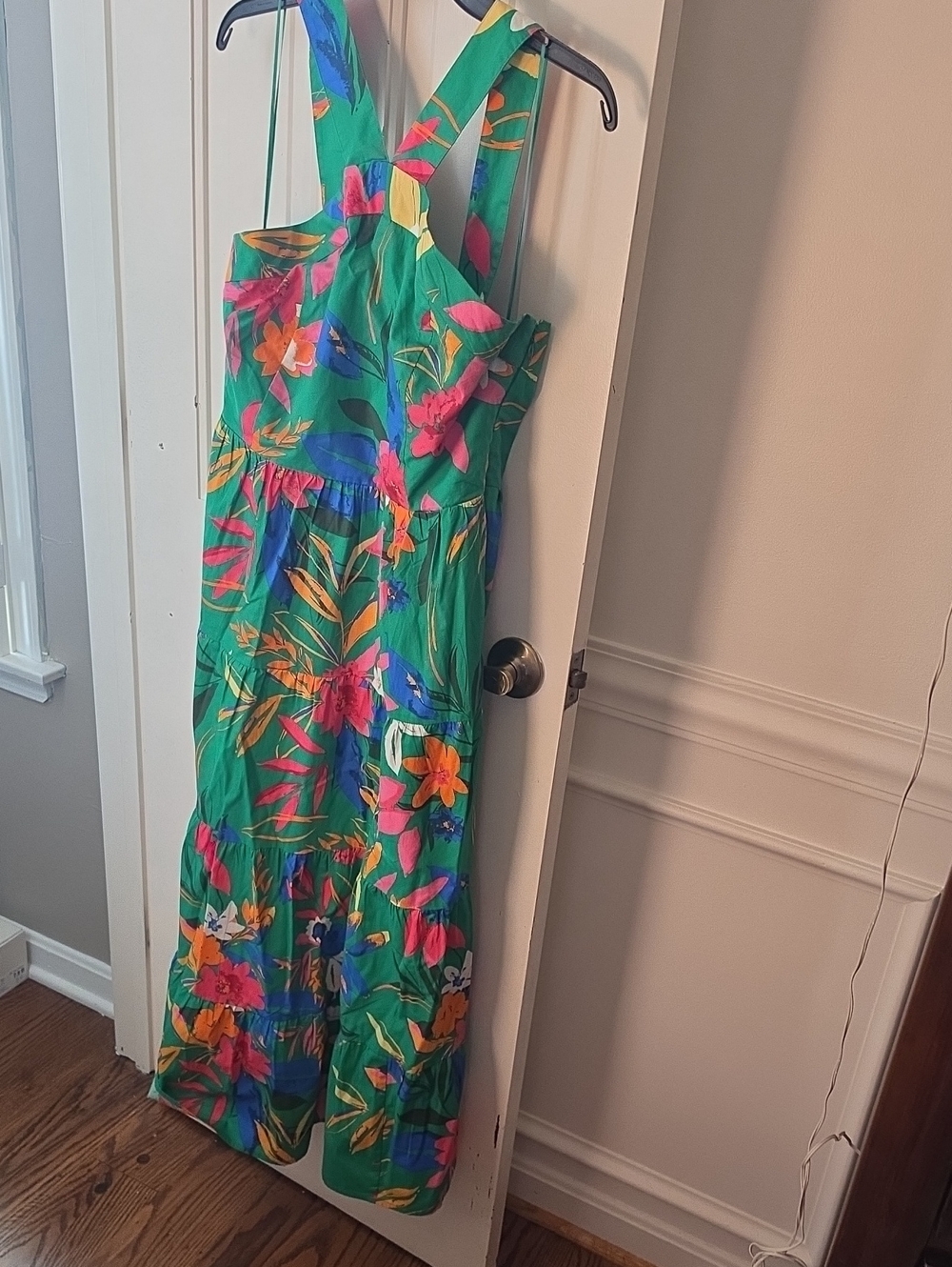 J. Crew Green Tropical Floral Maxi Dress
